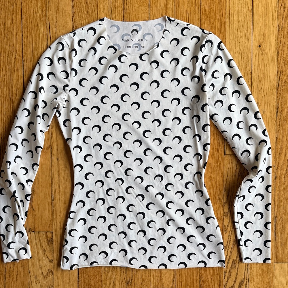 Marine Serre Black and White Crescent Long Sleeve Top